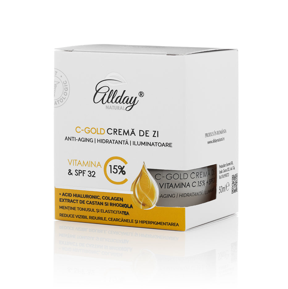 Crema de zi cu 15% vitamina C si SPF 32, Antiage, Hidratanta, Iluminatoare
