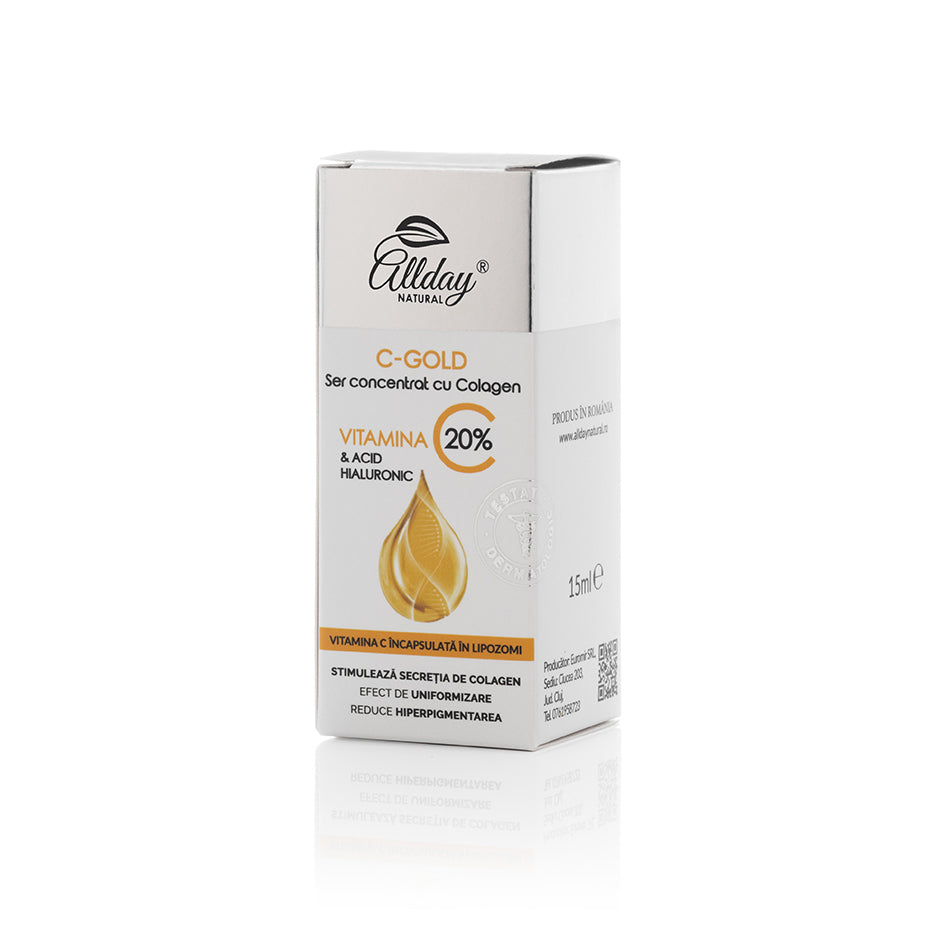 C-GOLD Ser concentrat cu Colagen Vitamina C 20% & Acid Hialuronic